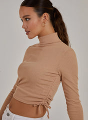 Ruched High Neck Side Top