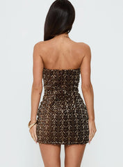 Zaraya Strapless Mini Dress Bronze