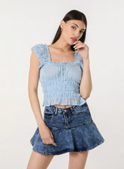 Ribbon Trim Milkmaid Top