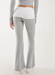 Fold Over Two Tone Flared Leggings