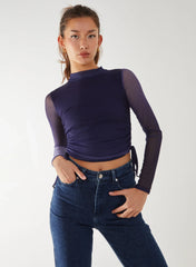 Long Sleeve Ombre Mesh Top