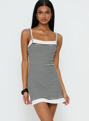 Bronxie Layered Mini Dress Black / White Stripe