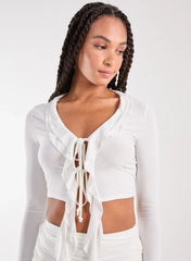 Long Sleeve Slinky Ruffle Top