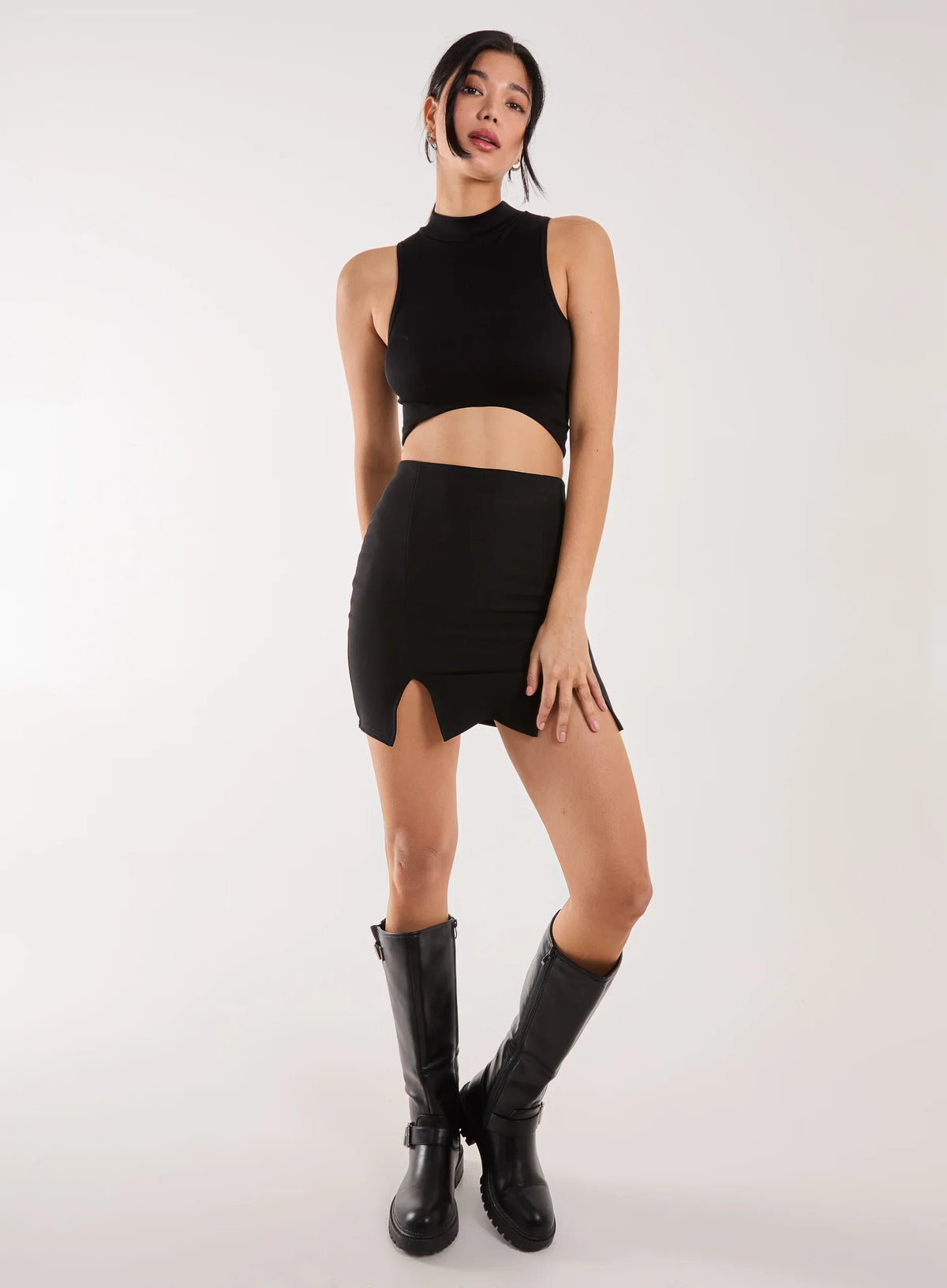 Bandage Double Split Mini Skirt