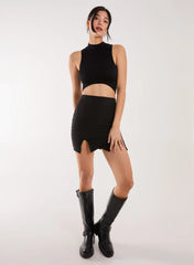 Bandage Double Split Mini Skirt