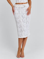 LUNALLA MIDI SKIRT IVORY