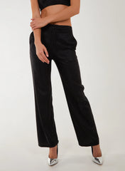 Metallic Straight Leg Trousers