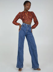 Open Back Marble Print Top