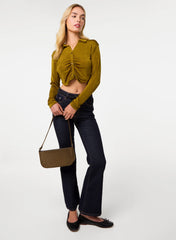 Ruched Slinky Cropped Shirt