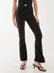 High Waisted Bow Detail Piping Flares