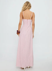 Samiyah Button Down Maxi Dress Red Stripe