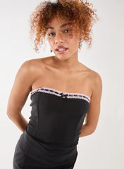 Bow Detail Corset Strapless Dress