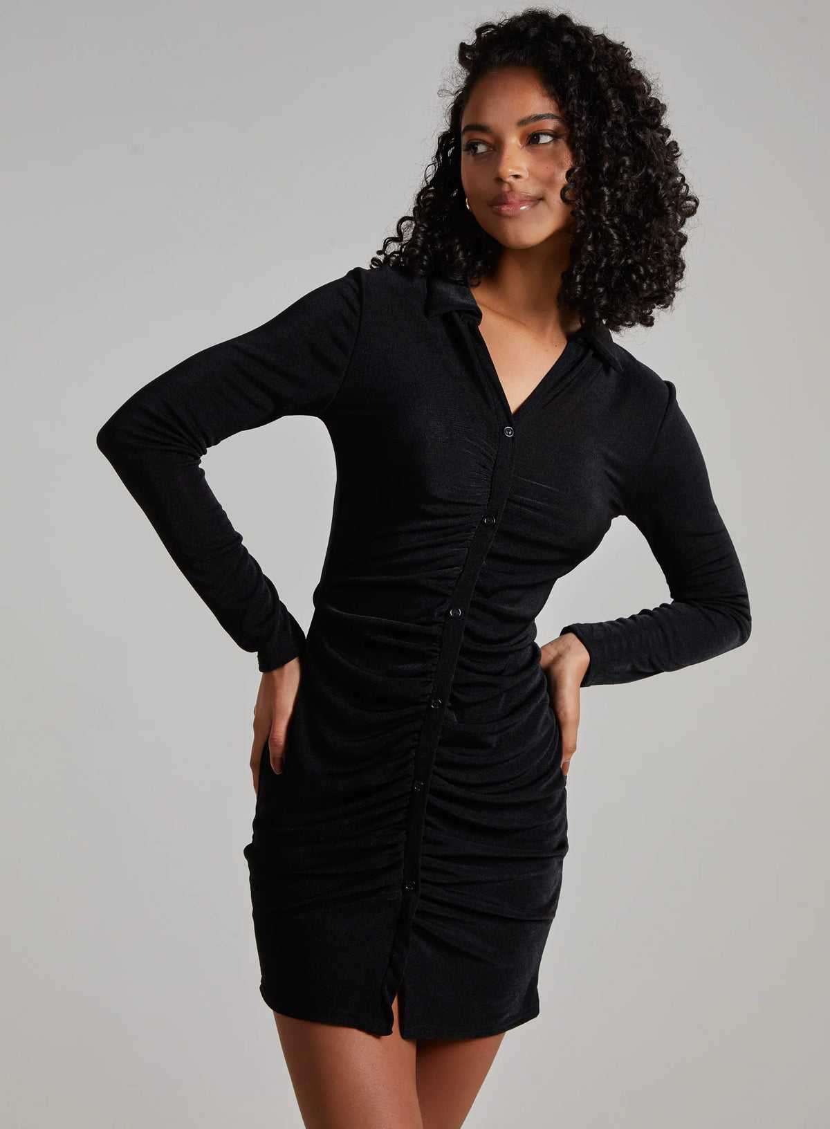 Long Sleeve Collar Mini Dress