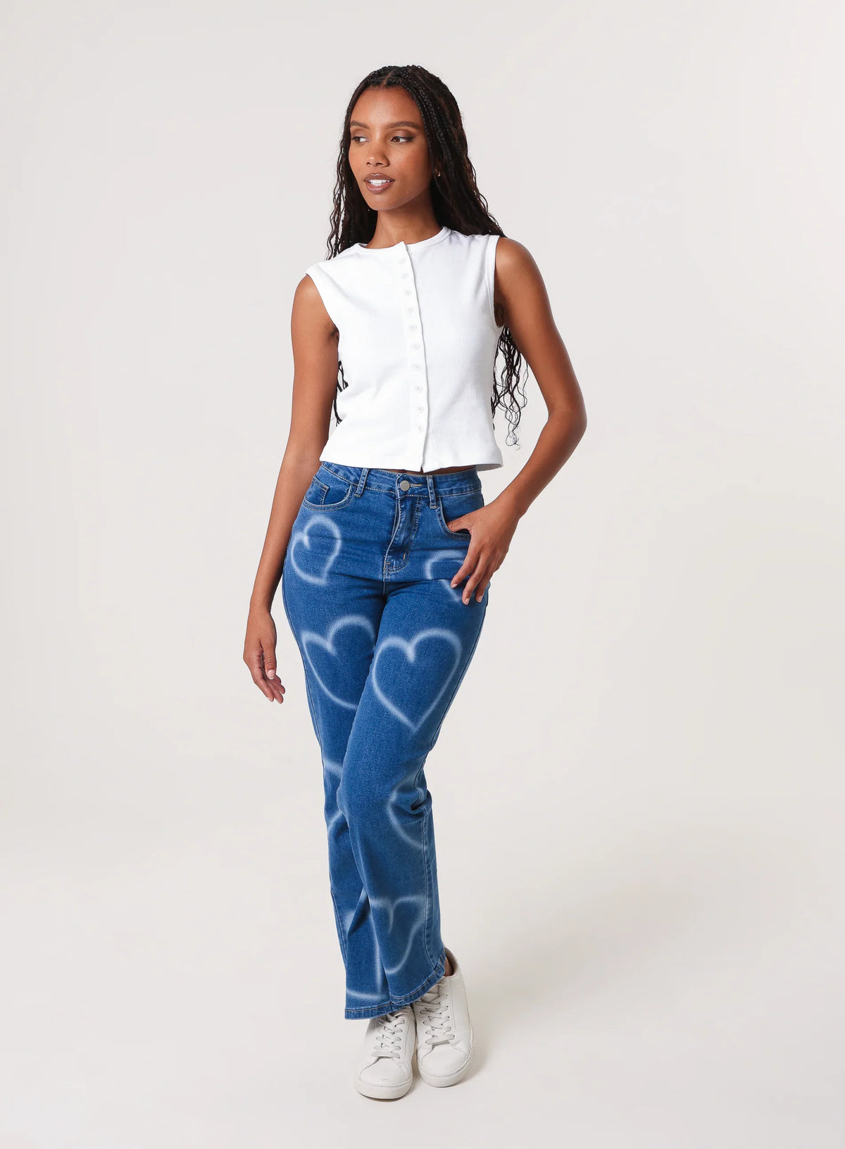 Spray Heart Detail Jeans