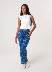 Spray Heart Detail Jeans