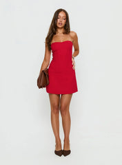 Kameila Strapless Mini Dress Red