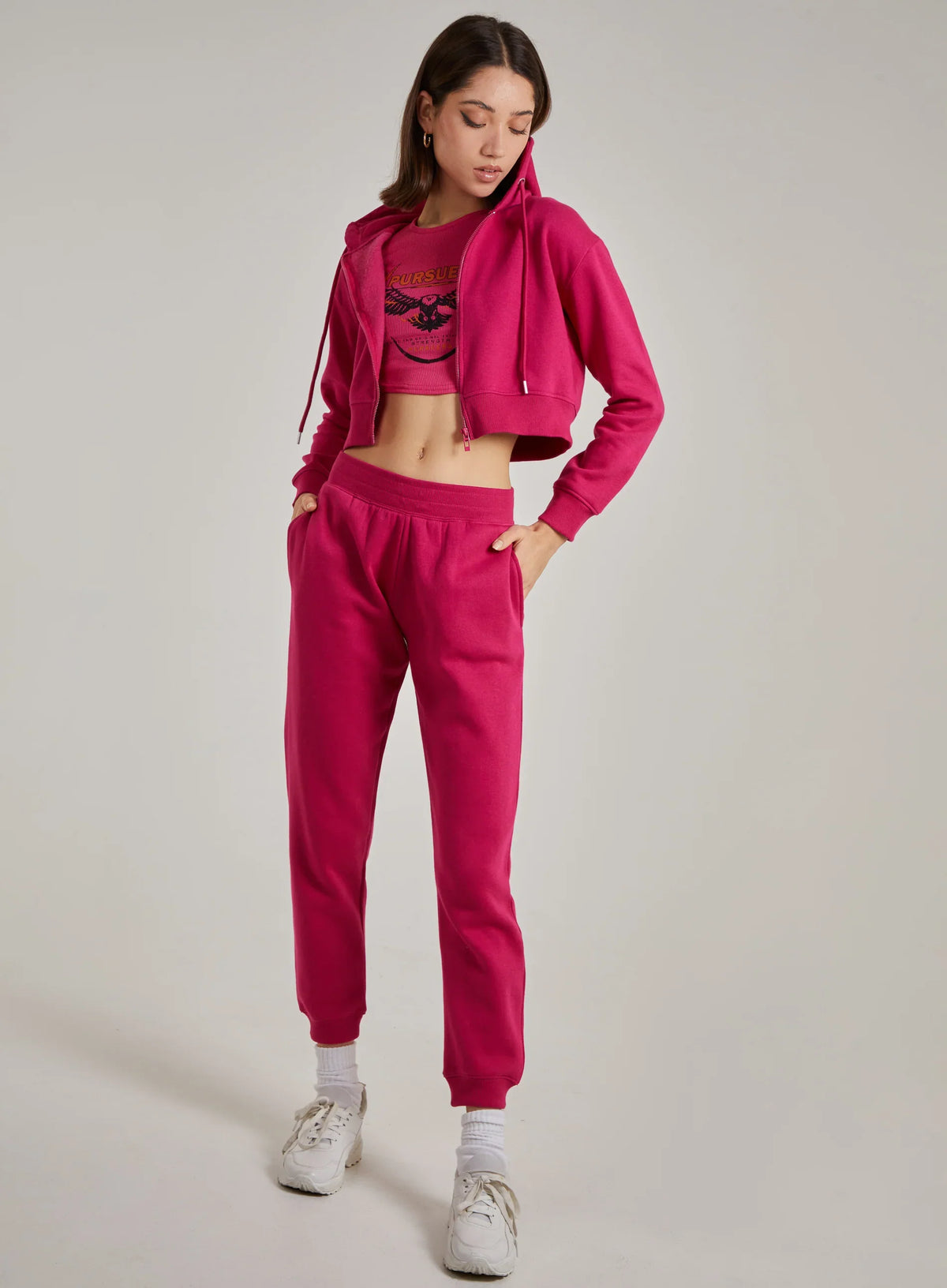 Cropped Zip Through Hoodie