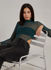 Glitter Long Sleeve Mesh Bodysuit