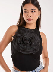 Oversized Ruffle Corsage Top