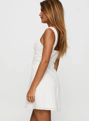 Sweet Secrets Broderie Mini Dress White