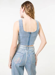 Diamante Denim Corset Top