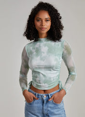 Soft Smudge Print Long Sleeve Top