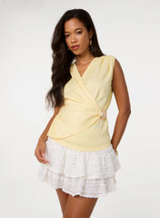 Stone Buckle Cross Over Slinky Top