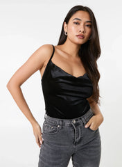 Velvet Cowl Neck Bodysuit