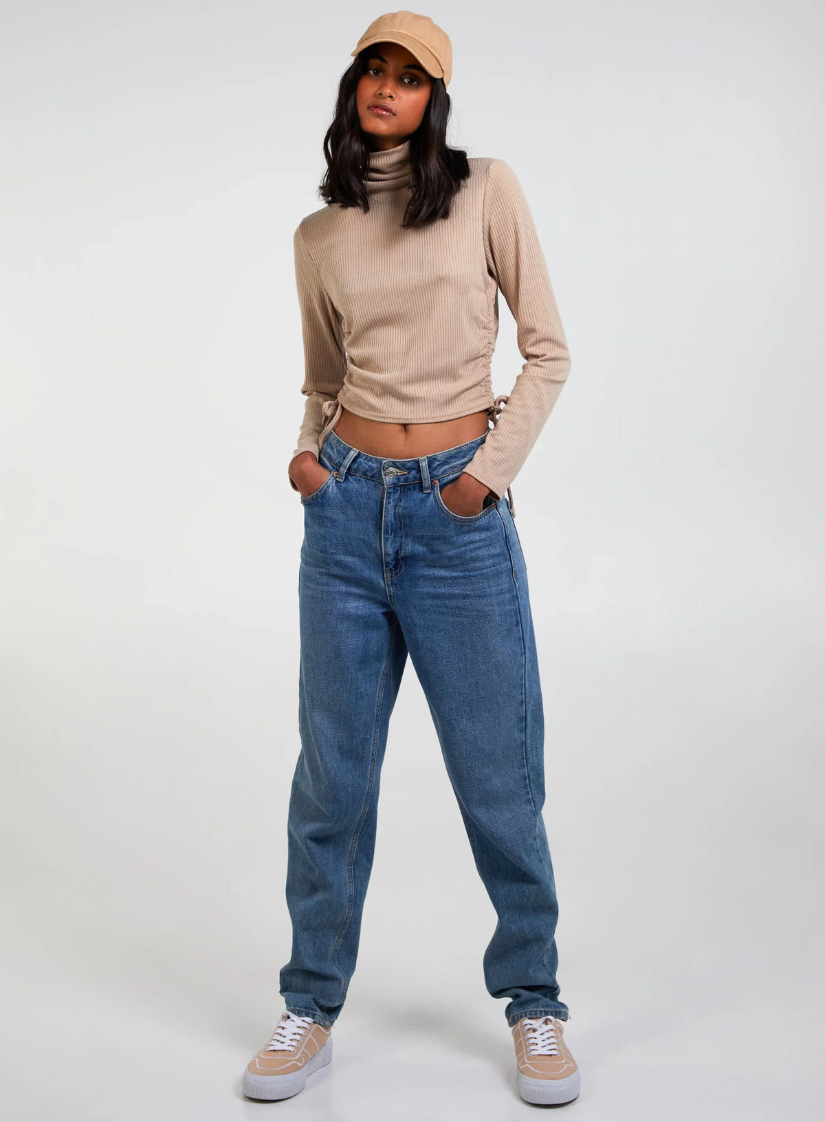 Ruched Crop Ribbed Top