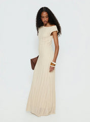Break My Soul Knit One Shoulder Maxi Dress Beige