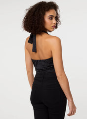 Diamante Slinky Halter Top