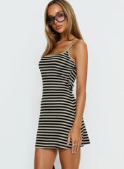 Rydar Scoop Mini Dress Grey / Black Stripe