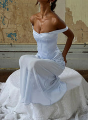 Angiola Corset Off Shoulder Maxi Dress Blue