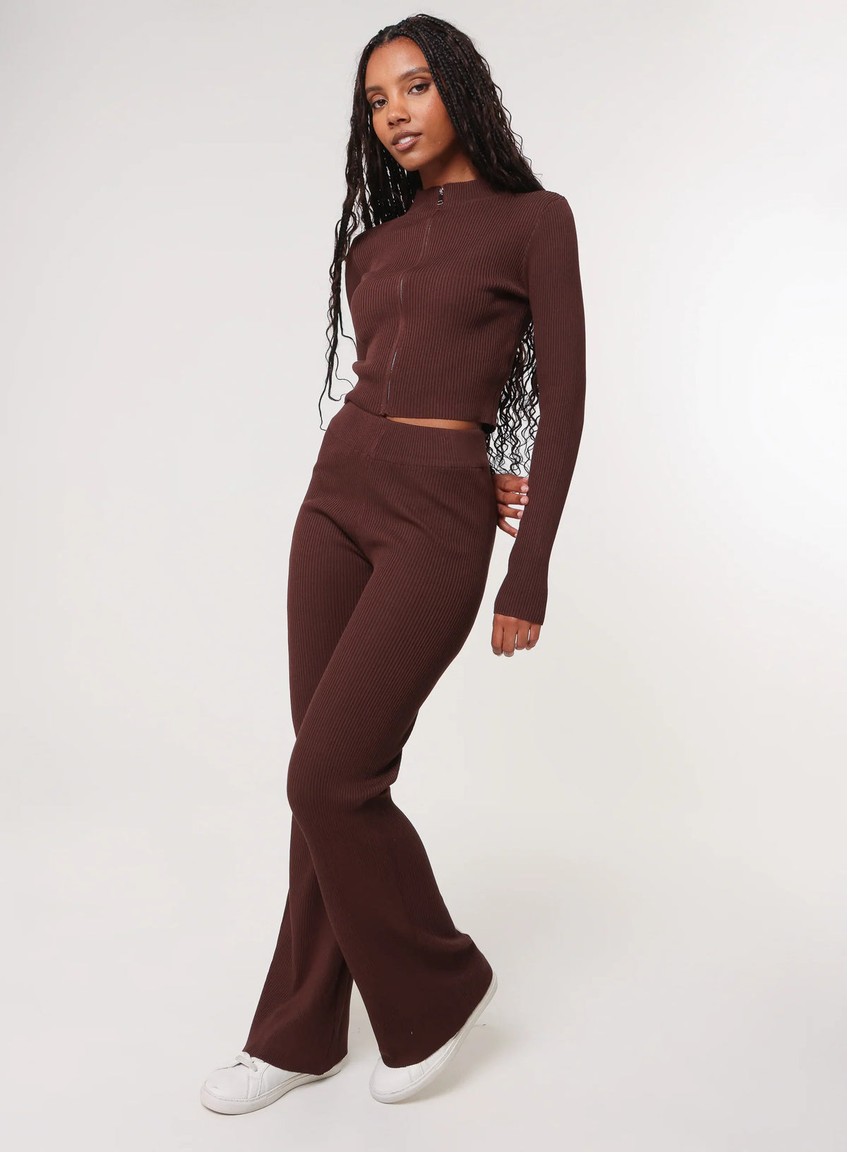 Zip Up Ribbed Set