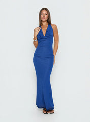 Jazminah Halter Cowl Neck Maxi Dress Royal Blue