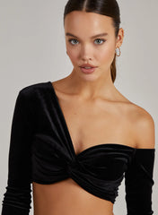 Velvet Twist Front One Shoulder Top