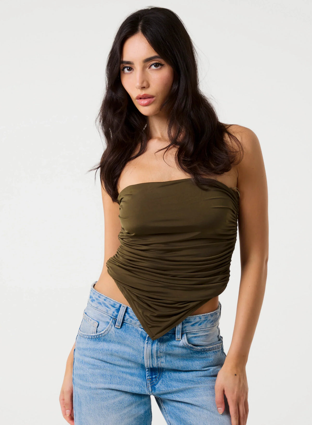 Ruched Slinky Bandeau Top