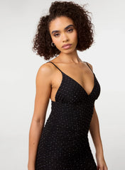 Diamante Mesh Bra Cup Gathered Dress