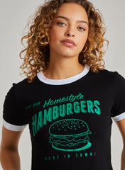 Burger Slogan Cropped T-Shirt