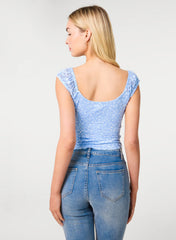 V Neck Lace Crop Top