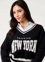 V Neck Varsity Sweatshirt