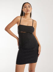 Diamante Peekaboo Mini Dress