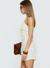 Ivo Floral Detail Halter Mini Dress White