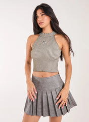 High Neck Logo Detail Racer Top