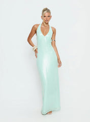 Isanna Halter Sequin Maxi Dress Jelly Mint