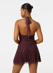 Polka Dot Halter Mini Dress