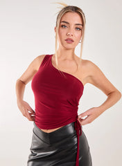 Asymmetric Side Ruched Top