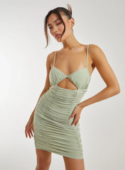 Cupped Ruched Mini Strappy Dress