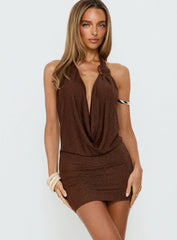 Lanelle Ring Detail Mini Dress Chocolate