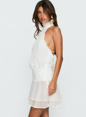 Zenayda Drop Waist Sequin Mini Dress White
